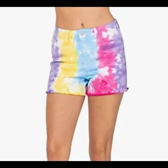 Judy Blue Snow Cone Tie Dye High Waist Shorts Soft n stretchy Size XL Nwt. - Picture 8 of 10